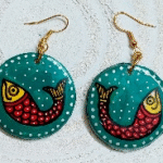 Madhubai themed Wooden earrings